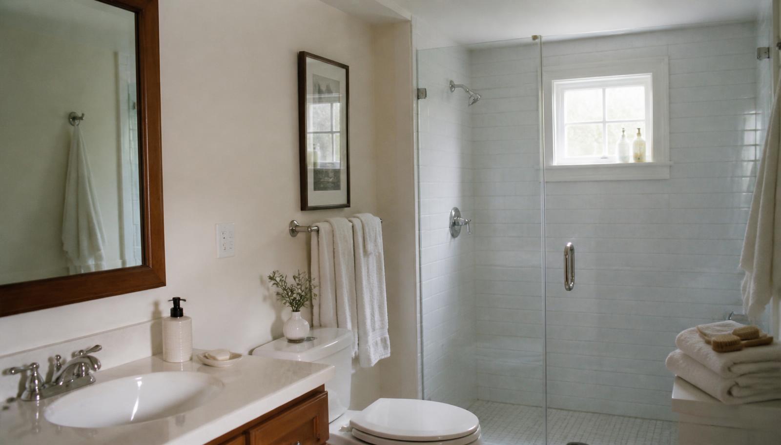 Bathroom after cleaning by Bella's Cleaning