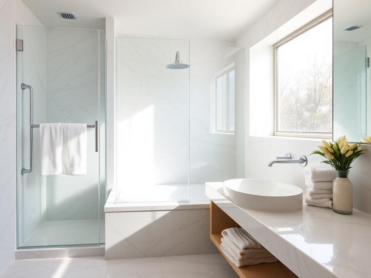 Primary bathroom after cleaning by Bella's Cleaning